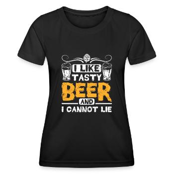 I like tasty beer and cannot lie - Women's Functional T-Shirt - black - Front - AI Model Female 172 light (172cm)
