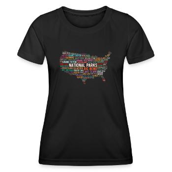 Parcs nationaux des États-Unis, Parc national - T-shirt sport Femme - noir - Devant - AI Model Female 172 light (172cm)