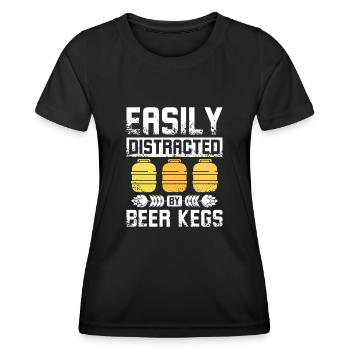 Easily distracted by beer kegs - Frauen Funktions-T-Shirt - Schwarz - Vorne - AI Model Female 172 light (172cm)