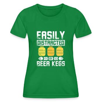 Facilement distrait par les fûts de bière - T-shirt sport Femme - vert - Devant - AI Model Female 172 dark (172cm)