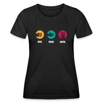 Metal -Musik, Rockpapiermetallmusik - Frauen Funktions-T-Shirt - Schwarz - Vorne - AI Model Female 172 light (172cm)