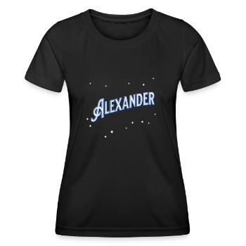 Nom Alexander Personnalisé - T-shirt sport Femme - noir - Devant - AI Model Female 172 light (172cm)