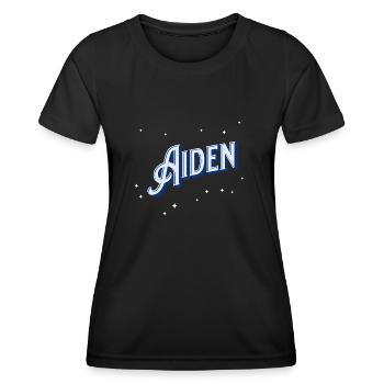 Aiden Namen personalisiert - Frauen Funktions-T-Shirt - Schwarz - Vorne - AI Model Female 172 light (172cm)