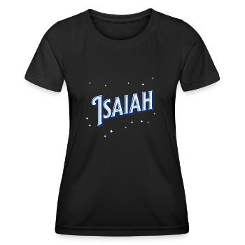 Noms d’Isaïe personnalisés - T-shirt sport Femme - noir - Devant - AI Model Female 172 light (172cm)