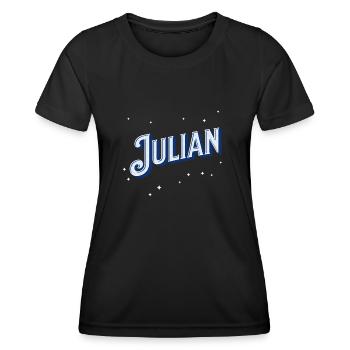 Julian Namen personalisiert - Frauen Funktions-T-Shirt - Schwarz - Vorne - AI Model Female 172 light (172cm)