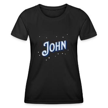 John Namen personalisiert - Frauen Funktions-T-Shirt - Schwarz - Vorne - AI Model Female 172 light (172cm)