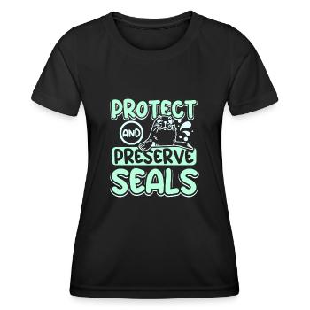 Protéger et préserver les phoques - T-shirt sport Femme - noir - Devant - AI Model Female 172 light (172cm)
