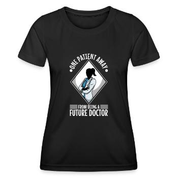 Un patient loin d’être un futur médecin - T-shirt sport Femme - noir - Devant - AI Model Female 172 light (172cm)