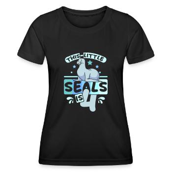 4 years old this little seal is 4th birthday - Frauen Funktions-T-Shirt - Schwarz - Vorne - AI Model Female 172 light (172cm)