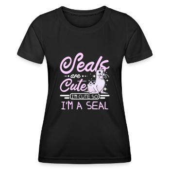 Les phoques sont mignons Je suis mignon donc je suis un phoque - T-shirt sport Femme - noir - Devant - AI Model Female 172 light (172cm)