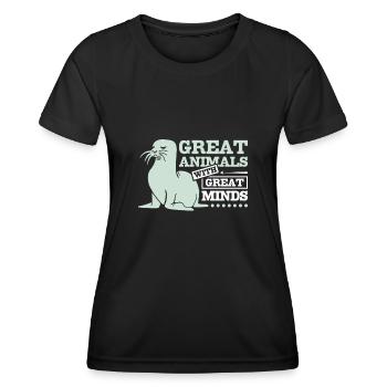 Great animals with great minds seals - Frauen Funktions-T-Shirt - Schwarz - Vorne - AI Model Female 172 light (172cm)