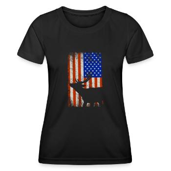 Drapeau américain Patriot - T-shirt sport Femme - noir - Devant - AI Model Female 172 light (172cm)