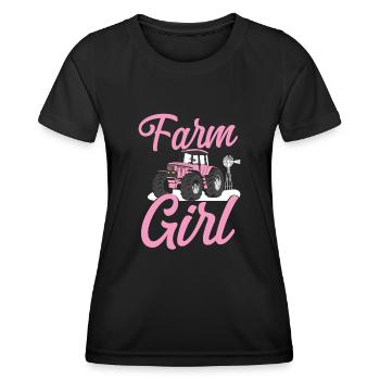 Farming Farmer Girl Tractor Farm - Frauen Funktions-T-Shirt - Schwarz - Vorne - AI Model Female 172 light (172cm)
