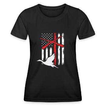 Usa Flag Chasse à l’oie Chasse - T-shirt sport Femme - noir - Devant - AI Model Female 172 light (172cm)