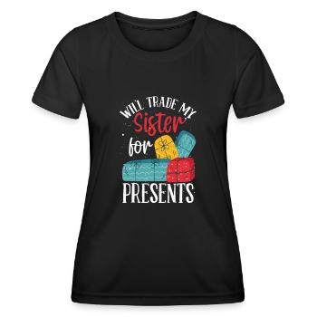 Échanger ma sœur contre des cadeaux - T-shirt sport Femme - noir - Devant - AI Model Female 172 light (172cm)