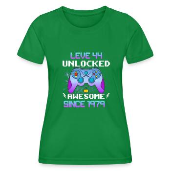 Level 44 Freigeschaltet Awesome seit 1979 Funny Gamer - Frauen Funktions-T-Shirt - Kelly Green - Vorne - AI Model Female 172 dark (172cm)
