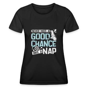 Never miss a good chance to take a nap seal - Frauen Funktions-T-Shirt - Schwarz - Vorne - AI Model Female 172 light (172cm)