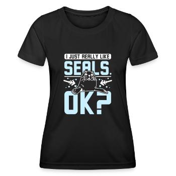 I just really like seals ok? - Frauen Funktions-T-Shirt - Schwarz - Vorne - AI Model Female 172 light (172cm)
