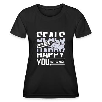 Seals make me happy you not so much - Frauen Funktions-T-Shirt - Schwarz - Vorne - AI Model Female 172 light (172cm)