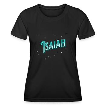 Nom d’Isaïe personnalisé - T-shirt sport Femme - noir - Devant - AI Model Female 172 light (172cm)