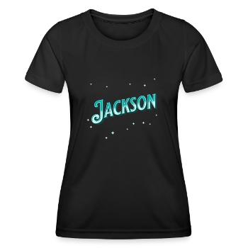 Jackson Namen personalisiert - Frauen Funktions-T-Shirt - Schwarz - Vorne - AI Model Female 172 light (172cm)