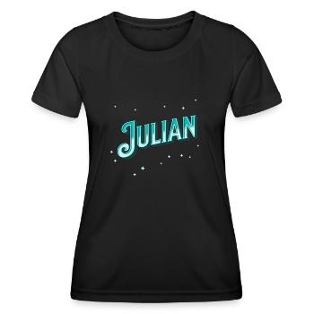 Julian Namen personalisiert - Frauen Funktions-T-Shirt - Schwarz - Vorne - AI Model Female 172 light (172cm)