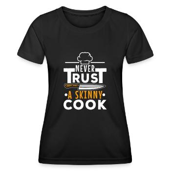 Ne faites jamais confiance à un cuisinier maigre - T-shirt sport Femme - noir - Devant - AI Model Female 172 light (172cm)