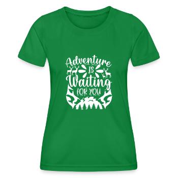 Abenteuer warten auf dich Wandershirt - Frauen Funktions-T-Shirt - Kelly Green - Vorne - AI Model Female 172 dark (172cm)