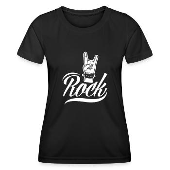 Gitarre Rockmusik Rockmusiker - Frauen Funktions-T-Shirt - Schwarz - Vorne - AI Model Female 172 light (172cm)