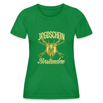 Jäger Jagdschein Bestanden Geschenk - Frauen Funktions-T-Shirt - Kelly Green - Vorne - AI Model Female 172 dark (172cm)
