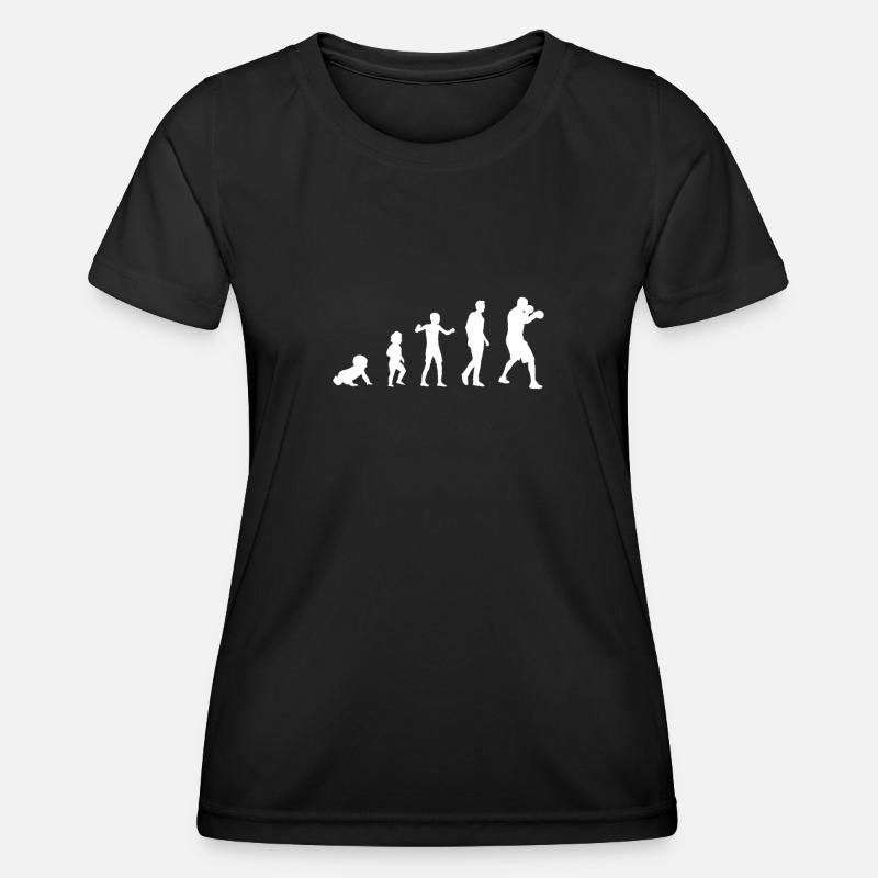 evolution boxing man humor boxer humorous - Women's Functional T-Shirt - black