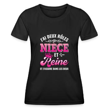 nièce reine j'assure couronne princesse - T-shirt sport Femme - noir - Devant - AI Model Female 172 light (172cm)