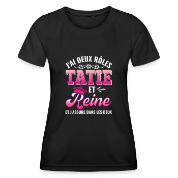 tatie reine j'assure couronne princesse - T-shirt sport Femme - noir - Devant - AI Model Female 172 light (172cm)