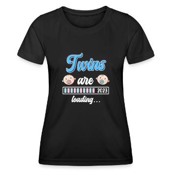 Twin Mom Twins charge Young Girls Mom - T-shirt sport Femme - noir - Devant - AI Model Female 172 light (172cm)