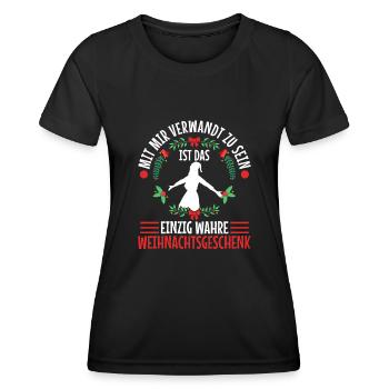 Mit mir verwandt zu sein ist das einzig wahre - Frauen Funktions-T-Shirt - Schwarz - Vorne - AI Model Female 172 light (172cm)