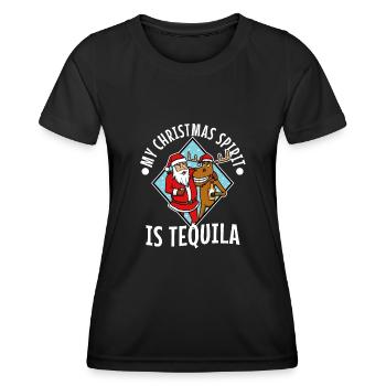 Mon de Noël est Tequila - T-shirt sport Femme - noir - Devant - AI Model Female 172 light (172cm)