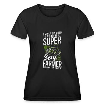 Farming Farmer Tractor Vintage I - Women's Functional T-Shirt - black - Front - AI Model Female 172 light (172cm)