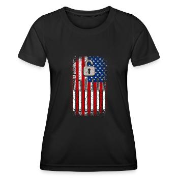 Usa American Flag Serrurier 4 juillet - T-shirt sport Femme - noir - Devant - AI Model Female 172 light (172cm)