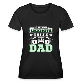 Mon serrurier préféré m’appelle papa - T-shirt sport Femme - noir - Devant - AI Model Female 172 light (172cm)