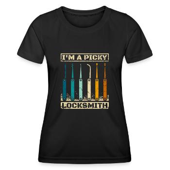 Je suis un serrurier difficile - T-shirt sport Femme - noir - Devant - AI Model Female 172 light (172cm)