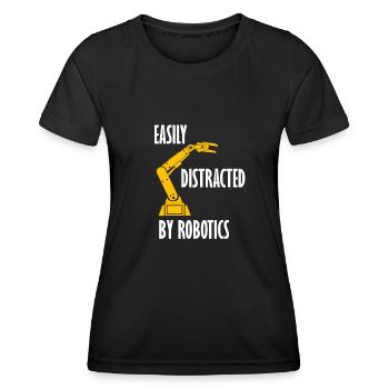 Abgelenkt von Robotern Elektronischer Robotik - Frauen Funktions-T-Shirt - Schwarz - Vorne - AI Model Female 172 light (172cm)