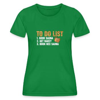 Liste de choses à faire dans le sauna - T-shirt sport Femme - vert - Devant - AI Model Female 172 dark (172cm)
