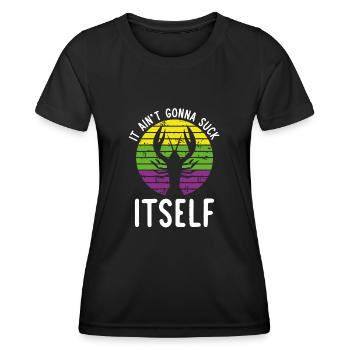 Il va se sucer lui-même - T-shirt sport Femme - noir - Devant - AI Model Female 172 light (172cm)