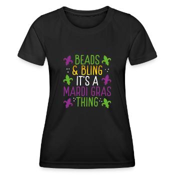 Perles et Bling - T-shirt sport Femme - noir - Devant - AI Model Female 172 light (172cm)