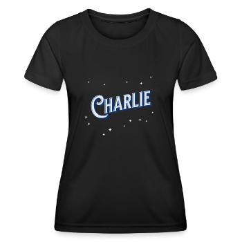 Charlie name personalized - Women's Functional T-Shirt - black - Front - AI Model Female 172 light (172cm)
