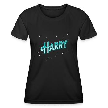 Nom Harry personnalisé - T-shirt sport Femme - noir - Devant - AI Model Female 172 light (172cm)