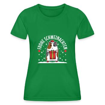 Frohe Schweinachten - Frauen Funktions-T-Shirt - Kelly Green - Vorne - AI Model Female 172 dark (172cm)