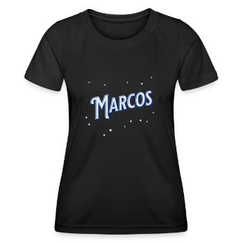 Le nom de Marco personnalisé - T-shirt sport Femme - noir - Devant - AI Model Female 172 light (172cm)