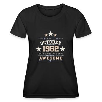 Octobre 1962 - Cadeau du 60e anniversaire. Légende. - T-shirt sport Femme - noir - Devant - AI Model Female 172 light (172cm)