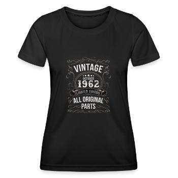Octobre 1962 - Cadeau du 60e anniversaire. Légende. - T-shirt sport Femme - noir - Devant - AI Model Female 172 light (172cm)